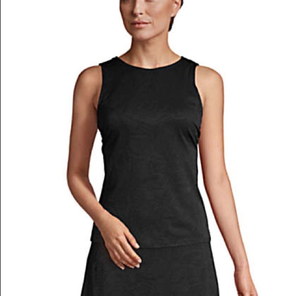 Land’s End Textured high neckSPF 50 tankini top swimsuit top black soft cup 8 - Picture 5 of 7